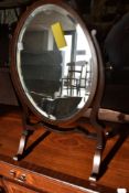 An Edwardian mahogany toilet mirror