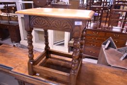A traditional oak coffin stool style side table, approx. 46 x 27cm