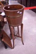 A vintage coopered barrel style jardiniere/torchere stand, height approx. 99cm