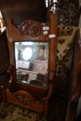 A Victorian wall mirror with shelf, width approx. 35cm
