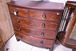 A 19th Century mahogany bow fronted chest of two over three drawers, dimensions approx. W119 H109cm