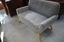A modern vintage style settee of nice proportions on stylised frame similar to Ercol (Dunelm)