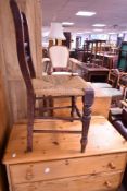 A Victorian strung seat kitchen chair