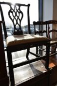 A 19th Century mahogany Chippendale style dining chair with later upholstered drop in seat