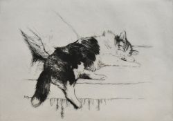 After Blanch Moorhouse (British 20th century) a limited edition monochrome etching 'The Sleeping Ca