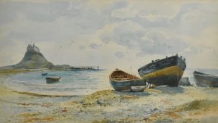 Robert Malcolm Lloyd (British, 1855-1945) 'Holy Island, Northumberland' shows the castle on Holy