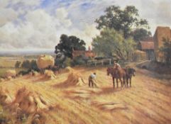 After Henry H. Parker (British, 1858-1930) A colour print showing a rural farming scene titled '