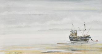 Brian D. Powell (British, b.1932) A watercolour painting titled 'A Waiting Tide', Solway,