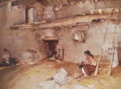 After Sir William Russell Flint (British, 1880–1969) A colour print depicting a rustic scene with