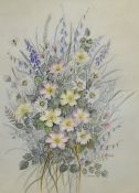 E.L Slinger (20th Century), watercolour, 'Country Flowers' - a still life arrangement depicting
