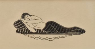 After Eric Gill (British 1882-1942) Girl Sleeping, an original wood-cut engraving taken from Eric