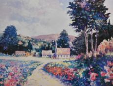 After Alex Perez (b.1946, Chilean), seriolithograph, 'The Chapel', signed to the lower right, framed