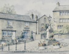After Norma Nelson (20th Century), coloured print, 'Dobcross Square - Saddleworth', signed in pencil