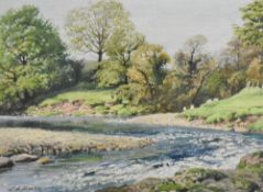 Local interest* Geoffrey H Pooley (British 1908-2006) watercolour Confluence of Lune and Rawthey,