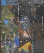 Artist unknown (contemporary) abstract mixed media composition, unsigned, within a stepped card