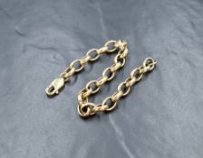 A gent's 9ct gold belcher link bracelet of heavy form, approx 220mm long & 27.2g