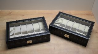 Two watch collector's cases, each able to hold 12 watches
