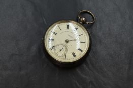 An Edwardian silver open face key wound pocket watch by John Leigh Preston, the white dial with