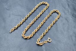 A 9ct gold rope neck chain, 43.5cm, 9g