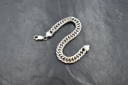 A silver fancy curb link bracelet, 21cm, 32.4g