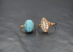 A 9ct gold opal and cubic zirconia cluster ring, the marquise cut opal with a cubic zirconia