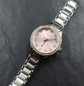 A Ted Baker wristwatch, the metallic pink dial with gem five minute markers, with a further gem dial