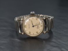 A gent's vintage Bulova manual wrist watch having Arabic numeral and dot dial with subsidiary