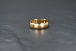 A 9ct gold wedding band, having 'I Love You' engraved to the interior, ring size T-U, 4g