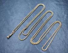 A yellow metal muff chain bearing plaque stamped 9ct, approx 58' & 29.8g