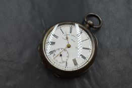 A Victorian 0.935 grade silver open face key wound pocket watch, the white dial with Roman numerals,