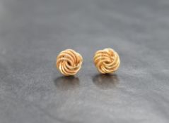A pair of 9ct gold knot earrings, approx 0.7g
