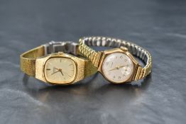 A 9ct gold Koh-I-Noor wristwatch, the white dial having Arabic numerals and subsidiary dial, on a