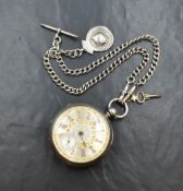 A large Victorian silver key wound pocket watch by T Masterson of Edinburgh having a roman numeral