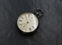 A Victorian silver Fattorini & Sons key wound pocket watch, having Roman numeral dial with