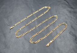 A 9ct gold figaro link neck chain, 61cm, 6.6g