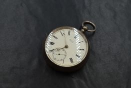 A Rhodes Kendal Victorian silver key wound open face pocket watch, the white dial with Roman