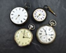 Four assorted vintage pocket watches including Robinson & Co Singapore, Railway Timekeepers, and two