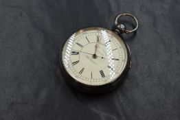 A Victorian Joseph Firestone Manchester silver key wound chronograph pocket watch, having Roman