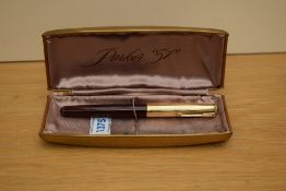 A boxed Parker 51 vacumatic fill fountain pen in Cordovan brown with gold filled blue diamond clip