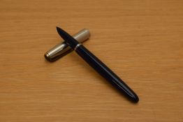 A Parker 51 MKII aerometric fill fountain pen in navy blue with lustraloy cap with blue diamond to