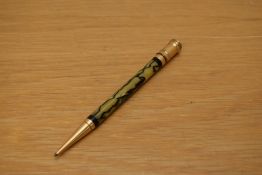 A Parker Duofold propelling pencil in pearl and black with ring top
