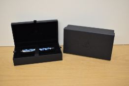 A boxed Parker Duofold Centennial converter fill fountain pen in Check marine having Duofold