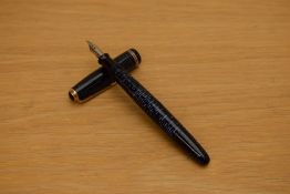 A Parker Vacumatic fountain pen in azure blue with two narrow gold cap rings having a 14K Parker