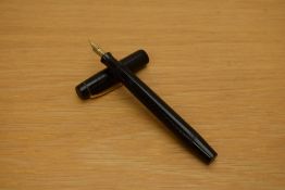 A Parker Duofold button fill fountain pen in black chaised pattern having Parker Pen Canada 2C nib
