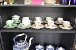 Two vintage part tea sets, to include Taylor & Kent bone China decorated in lime green colour and