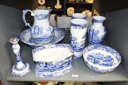 A collection of Spode ware decorated in the Italian pattern, to include a pair of oval vases, a