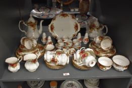 A Royal Albert bone china tea service, decorated in the old country rose pattern, to include small