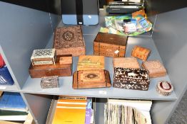 A selection of late 19th / early 20th century trinket boxes, to include a Chinese mother of pearl