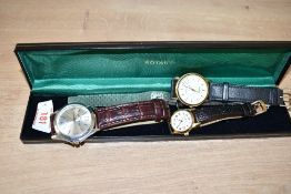 Five assorted wrist watches including Rotary, Seiko, Lorus etc