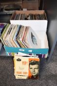 A lot of two boxes of assorted 7' singles, to include The Everly Brothers, His Masters Voice,